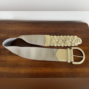 MOTIF 56 Women's‎ Leather Braided Stretch Belt  Gold Size L
